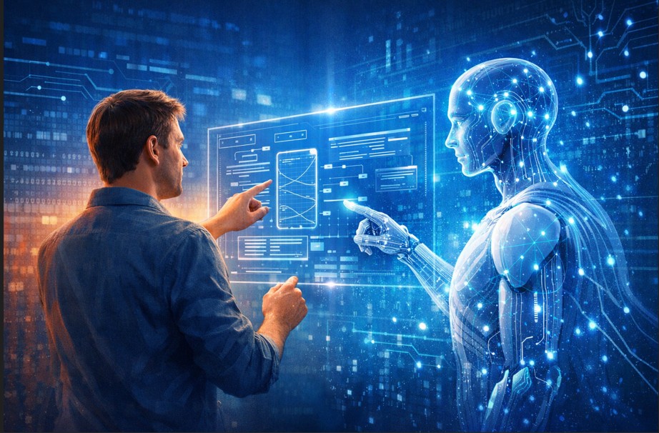 Placeholder visual of human and AI collaboration for Lojicca hero
